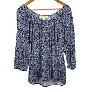Michael Kors Women's ¾ Sleeve Scoop Neck Blouse Top Sz 1X Coastal Beachy Comfort